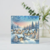 Whimsical Village gepersonaliseerde kerst Feestdagenkaart (Staand voorkant)