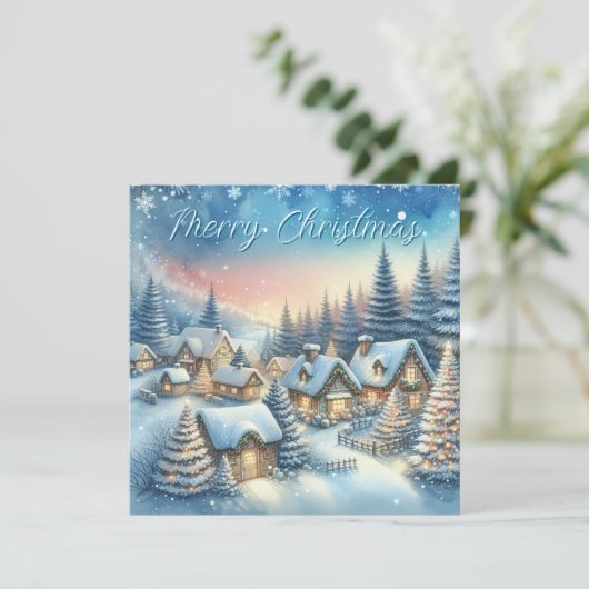 Whimsical Village gepersonaliseerde kerst Feestdagenkaart (Staand voorkant)