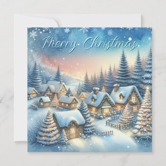 Whimsical Village gepersonaliseerde kerst Feestdagenkaart (Voorkant)
