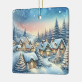 Whimsical Village Kerstmis gepersonaliseerd Keramisch Ornament (Links)