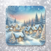 Whimsical Village Kerstmis Vierkante Sticker
