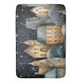 Whimsical Village Starry Skies Navy Gold Badmat (Voorkant Verticaal)