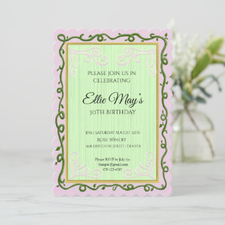 Whimsical Vine Birthday Invitation Kaart