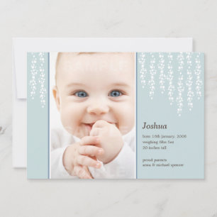 Whimsical Vines Modern Birth Announcement Kaart