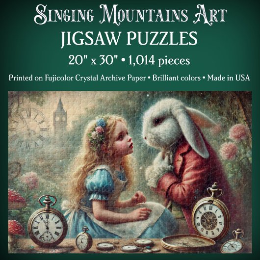 Whimsical Vintage Alice & White Rabbit Wonderland Legpuzzel