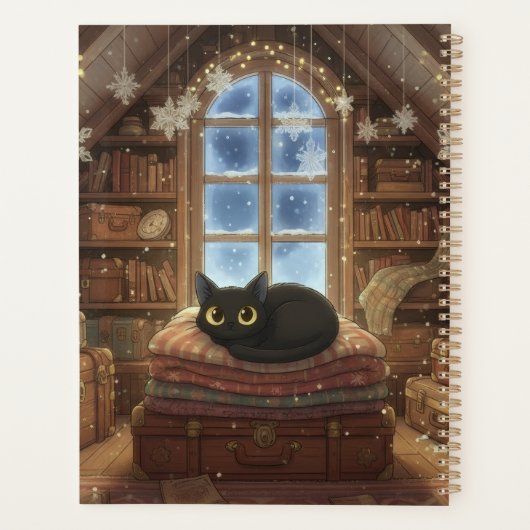 Whimsical Vintage Attic Black Cat Planner (Achterkant)