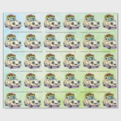 Whimsical Vintage Car Wedding Gefeliciteerd Cadeaupapier (Vlak)