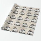 Whimsical Vintage Car Wedding Gefeliciteerd Cadeaupapier (Uitgerold)