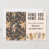 Whimsical Vintage Circus Birthday Invitation Kaart (Voorkant)