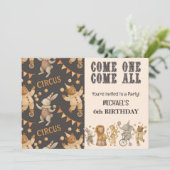 Whimsical Vintage Circus Birthday Invitation Kaart (Staand voorkant)