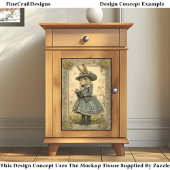 Whimsical Vintage Doe Konijn, Bloem CL1 Decoupage Tissuepapier