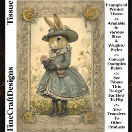 Whimsical Vintage Doe Konijn, Bloem CL1 Decoupage Tissuepapier