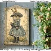 Whimsical Vintage Doe Konijn, Bloem CL1 Decoupage Tissuepapier