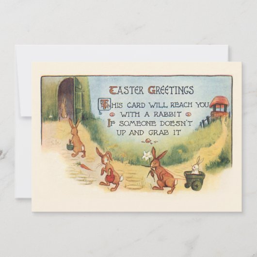 Whimsical Vintage Easter Bunnies and Greeting Feestdagenkaart (Voorkant)