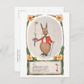 Whimsical Vintage Easter Bunny Briefkaart (Voorkant / Achterkant)