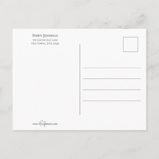 Whimsical Vintage Easter Bunny Briefkaart (Achterkant)