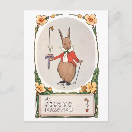 Whimsical Vintage Easter Bunny Briefkaart (Voorkant)