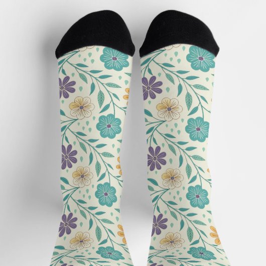 Whimsical Vintage Floral Cream Patterned  Sokken (Top)