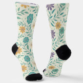 Whimsical Vintage Floral Cream Patterned  Sokken (Gebogen)