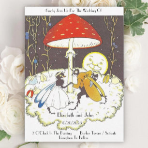 Whimsical Vintage Illustratie Trouw Uitnodiging