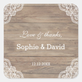 Whimsical Vintage Kanten Oude Schuur Huwelijk Vierkante Sticker