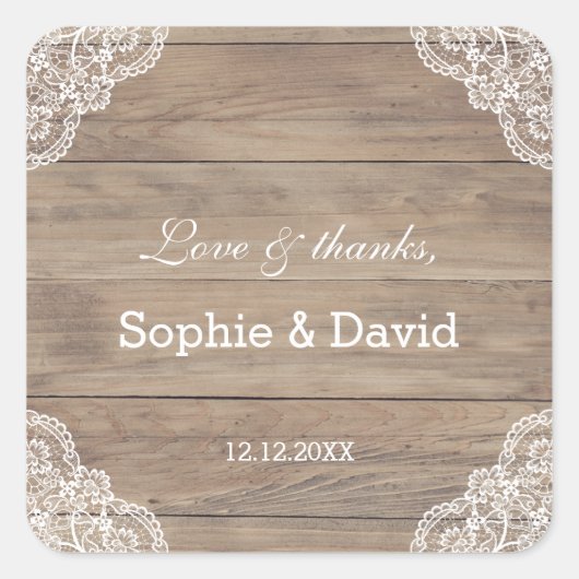 Whimsical Vintage Kanten Oude Schuur Huwelijk Vierkante Sticker (Voorkant)