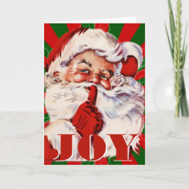 Whimsical Vintage Kerstman en Vrolijkheid Op Maat Feestdagen Kaart