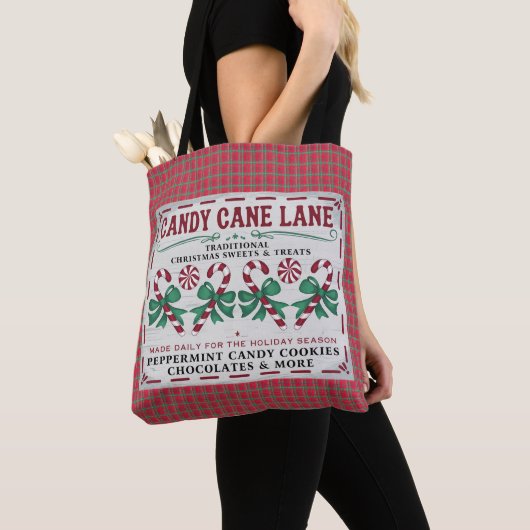 Whimsical Vintage Kerstmis Tote Bag (Dichtbij)