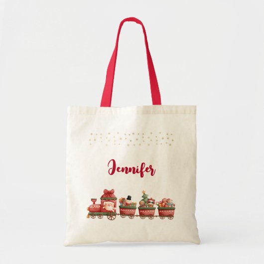 Whimsical Vintage-kersttrein met speelgoed Tote Bag (Voorkant)