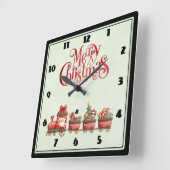 Whimsical Vintage-kersttrein met speelgoed Vierkante Klok (Hoek)