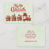 Whimsical Vintage-kersttrein met speelgoed Visitekaartje (Voorkant / Achterkant)