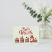 Whimsical Vintage-kersttrein met speelgoed Visitekaartje (Staand voorkant)