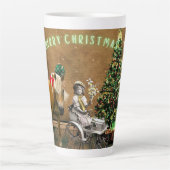 Whimsical Vintage Kerstwens Latte Mok (Voorkant)