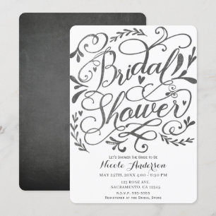 Whimsical Vintage Lettering Krijt Bruidsdouche Kaart