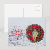 Whimsical Vintage Meisje Kerstvakantie  Feestdagenkaart (Voorkant / Achterkant)