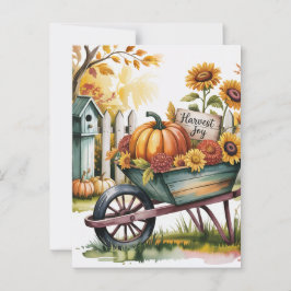 Whimsical Vintage Wheelbarrow of Fall Harvest,  Briefkaart