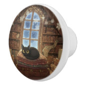 Whimsical Vintage Zolder Zwarte Kat Keramische Knop (Rechts)