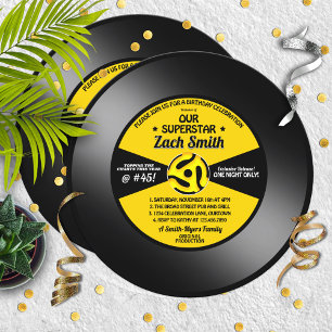 Whimsical  Vinyl 45 Record Party Kaart