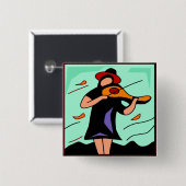 Whimsical Violin Music Button (Voorkant /achterkant)