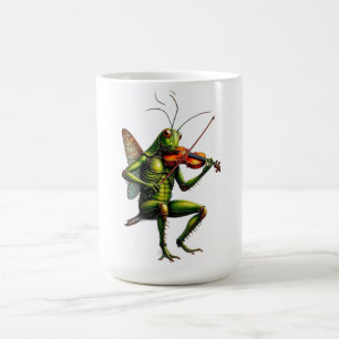 Whimsical Vioolspeler Sprinkhaan Grafische Lange M Koffiemok