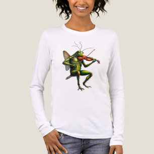 Whimsical Vioolspeler Sprinkhaan Grafische Lange M Tri-Blend Shirt