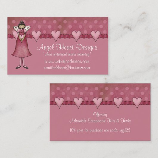 Whimsical Visitekaartje: Angel Heart Design Visitekaartje (Voorkant / Achterkant)
