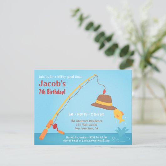 Whimsical Vist Birthday Party Kaart (Staand voorkant)