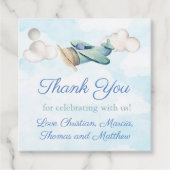 Whimsical vliegtuig dank u voor verjaardag doop bedankjes labels (Voorkant)