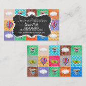 Whimsical vliegtuig, helikopter en heteluchtballon visitekaartje (Voorkant / Achterkant)