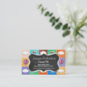 Whimsical vliegtuig, helikopter en heteluchtballon visitekaartje (Staand voorkant)