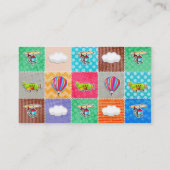 Whimsical vliegtuig, helikopter en heteluchtballon visitekaartje (Achterkant)