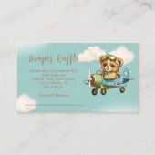 Whimsical Vliegtuig Schattige Teddy Bear Luier Raf Informatiekaartje (Voorkant)