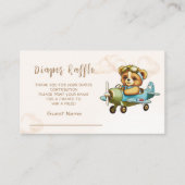 Whimsical Vliegtuig Schattige Teddy Bear Luier Raf Informatiekaartje (Voorkant)