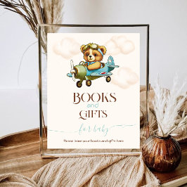Whimsical Vliegtuig Teddy beer Boeken en geschenke Poster